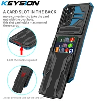 KEYSION Shockproof Armor Case for Redmi Note 11S Pro 5G Card bag Stand Phone Back Cover for POCO NFC Pro