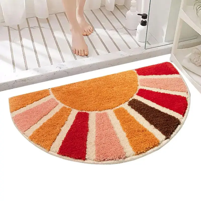 

Boho Bathroom Rugs Shower Mat For Bathroom 16x30in Semi Round Mat Water Absorbent Bath Rug For Bathroom Floor Mat Sunflower