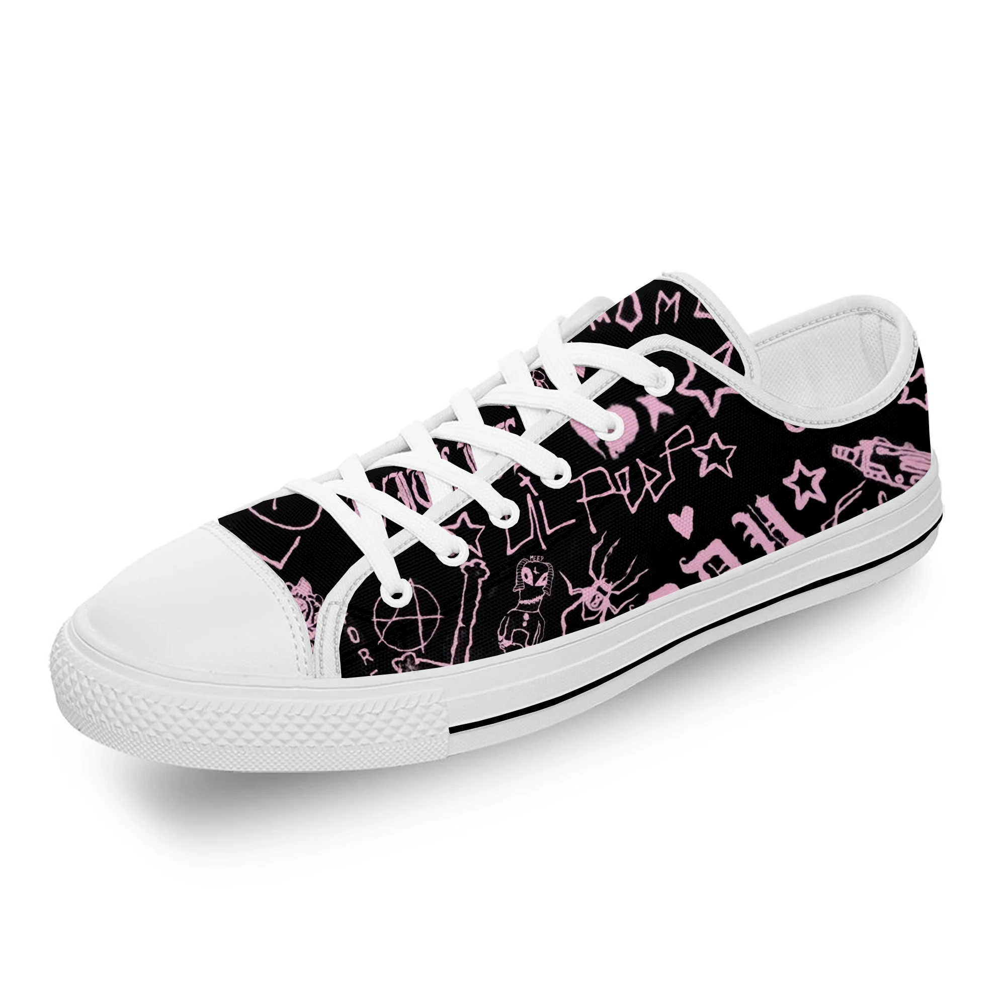 

Hip Hop Rapper Lil Peep Novelty White Cloth Fashion 3D Print Low Top Canvas Shoes Men Women Lightweight Breathable Sneakers