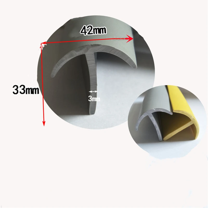 Резиновая T-образная лента для кабеля, солнечное стекло, металл, деревянная панель, оболочка, защита, уплотнение, 42x33 мм, серый, желтый