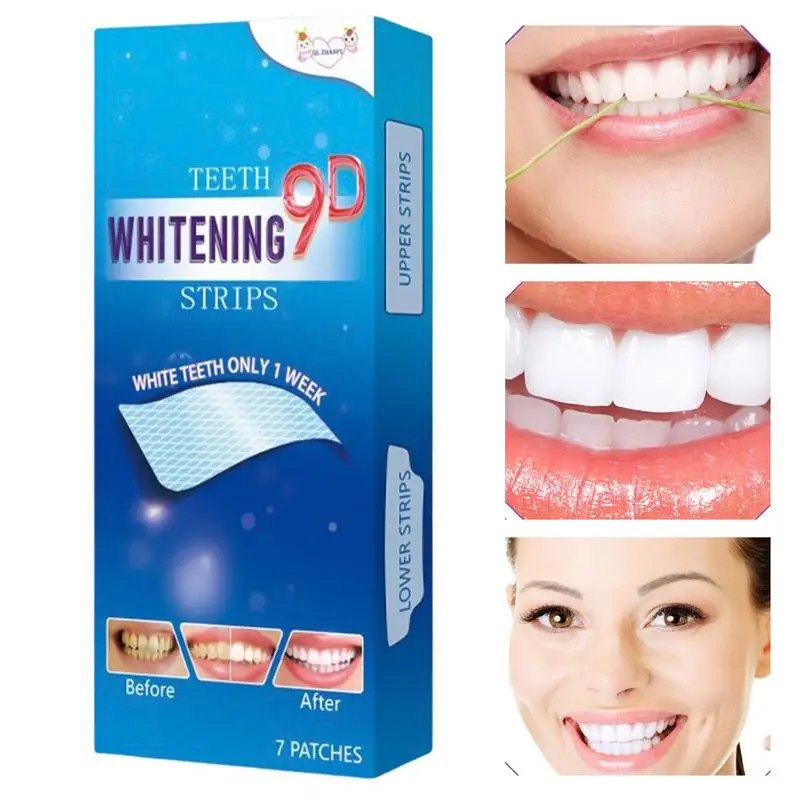 

7 пар полосок 9D гелевые белые полоски для чистки зубов гигигиена полости рта двойные эластичные магнитные виниры для искусственных зубов