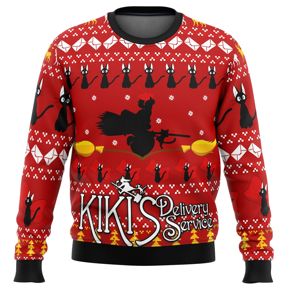 

Silhouette Kiki’s Delivery Service Ugly Christmas Sweater Gift Santa Claus Pullover Men 3D Sweatshirt And Top Autumn And Winter