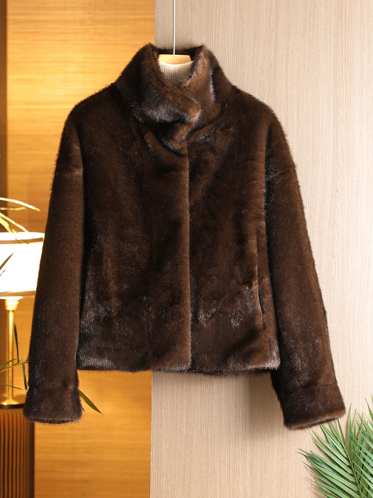 Женская зима 2024 коричнево-зеленое меховое кашемировое белье для молодых мам