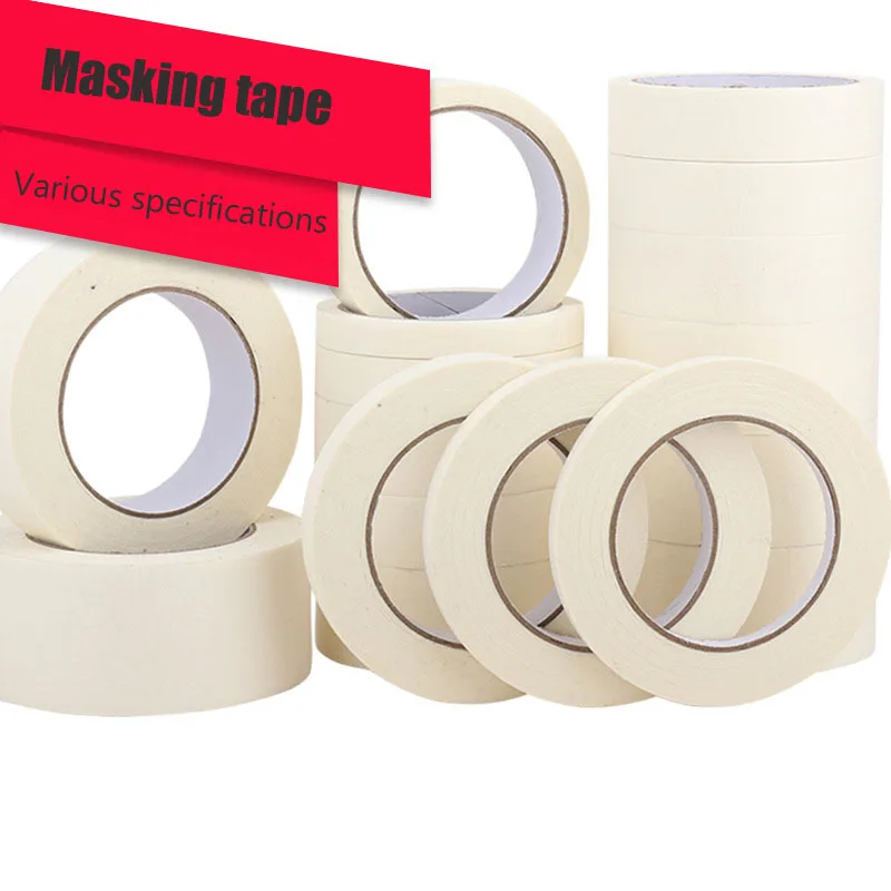 

50M Masking Tape White Color Single Side Tape Adhesive Crepe Paper for Oil Painting Sketch Drawing Supplies Wholesale No Trace