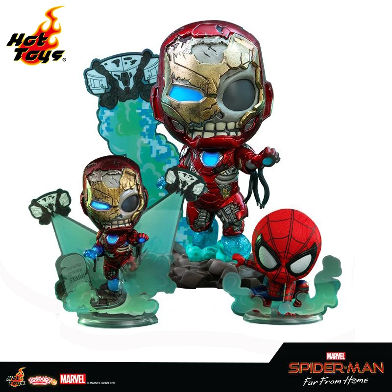 

Hot Toys Cosbaby Series Marvel Iron Man Spider-Man Light-up Function Bobble Head Collectible Anime Action Figure Model Toys