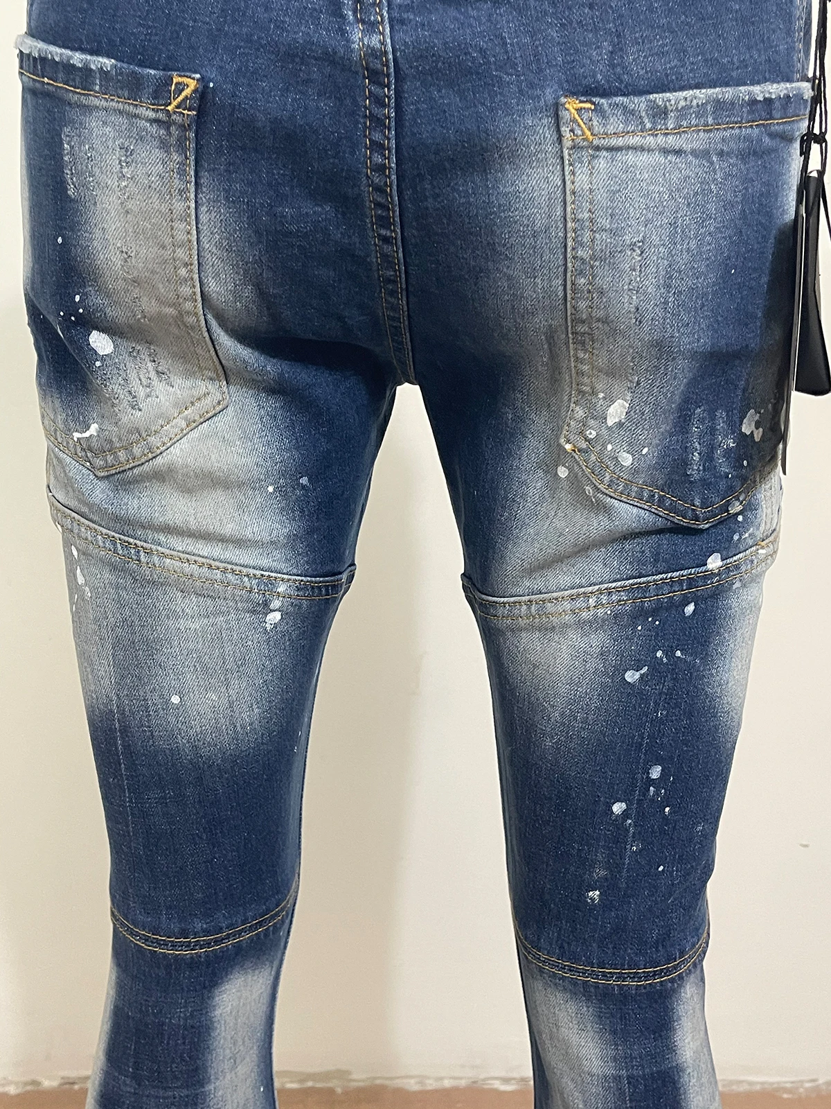 2023 hot jeans men's D2 jeans three-dimensional stitching full stain slim foot casual zipper patch