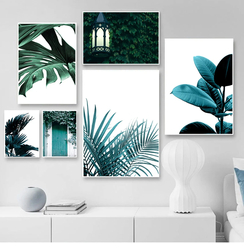 

Fresh Green Leaves Bridge Door Wall Art Canvas Painting Nordic Posters And Prints Plant Wall Pictures For Living Room Home Decor