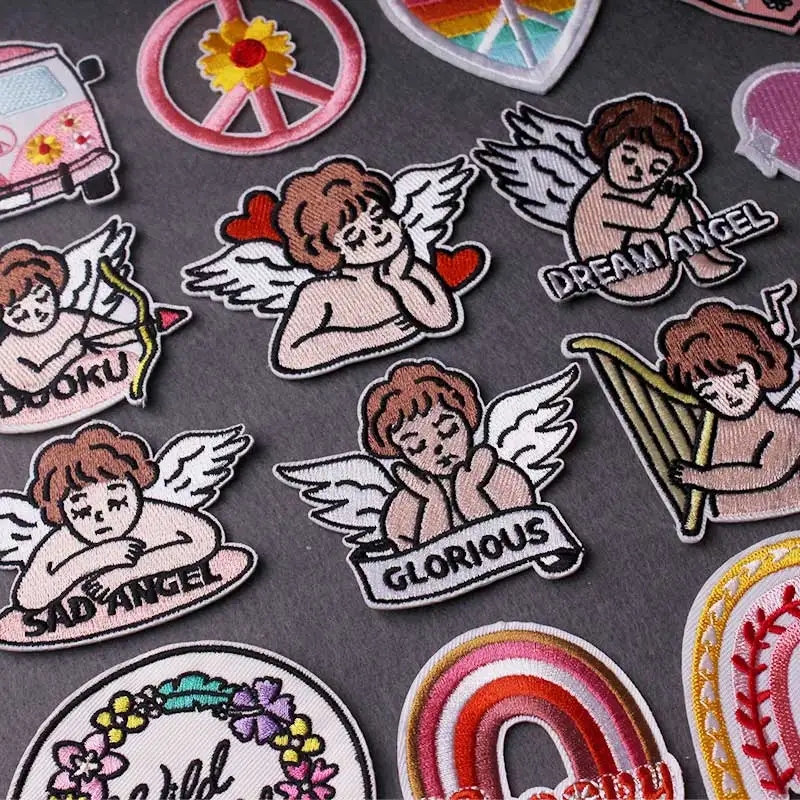 

Embroidery Patch Peace Logo Patches On Clothes Angle Stripes Iron On Patches For Clothing Stickers DIY Words Badges On Backpack