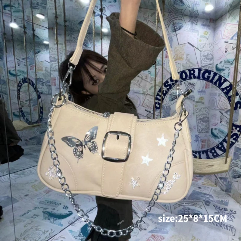Y2k Handbag Women's Underarm Bag 2023 New Trend Biker Handbag for Women Retro Hot Girls Chain Bag Fashion Designer Bolso Mujer