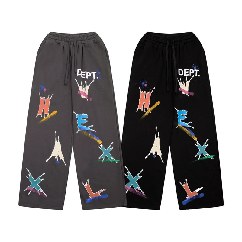 

Dept 2023 New Fashion Spring and Autumn Painted Flare SweatPant Galleryes High Quality Pant Men Women Street Trousers