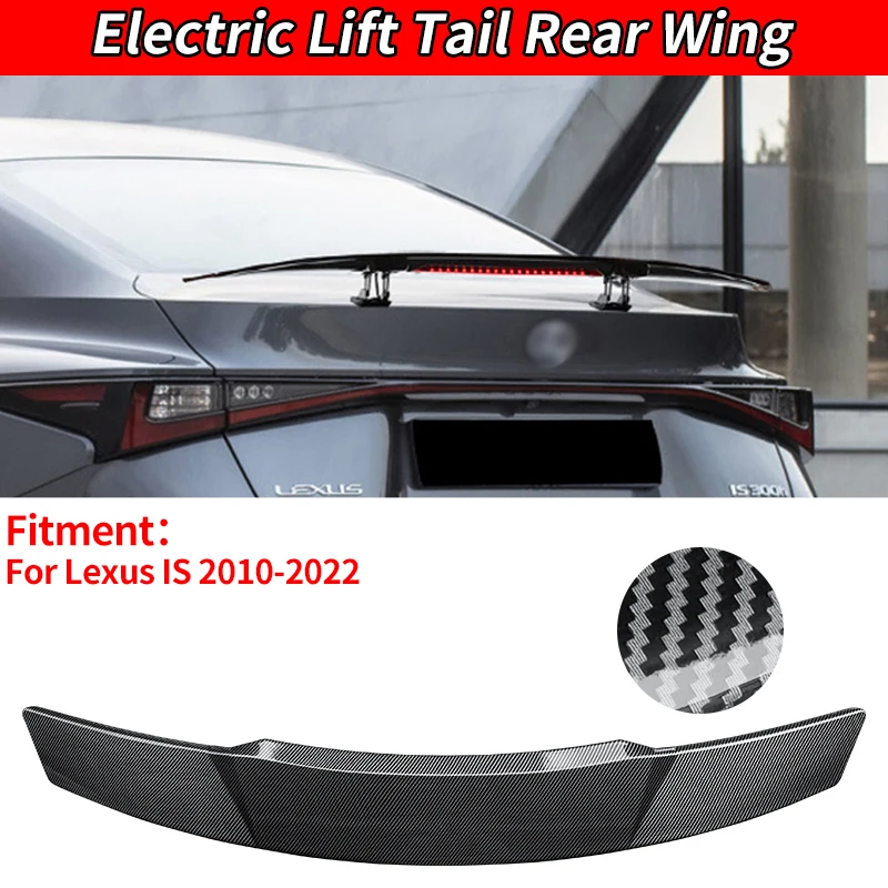 

Car Accessorie For Lexus IS 2010-2022 Electric Rear Spoiler Wing Trunk Tail Remote Control Modification Lift Carbon Fiber Look
