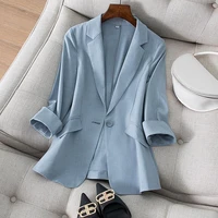 2022 spring blazers women trendy patchwork korean chic loose pockets ladies elegant coats single button minimalist tops