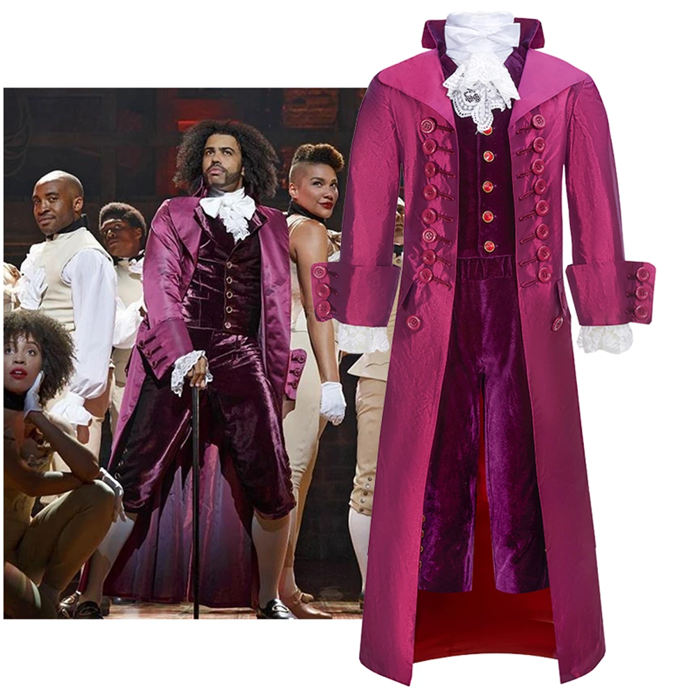 

Musical Hamilton Thomas Jefferson Marquis De Lafayette Cosplay Victorian Costume Adult Men Outfits Medieval Trench Shorts Vest