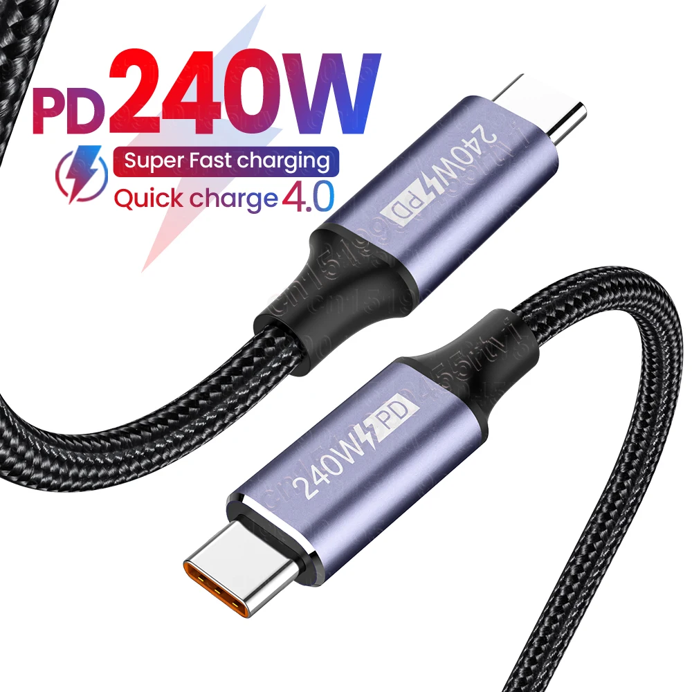 

240W USB C To USB Type C Cable USBC PD Fast Charging Charger Cord USB-C 5A TypeC Cable For Macbook Samsung Xiaomi POCO 1m/2m/3m