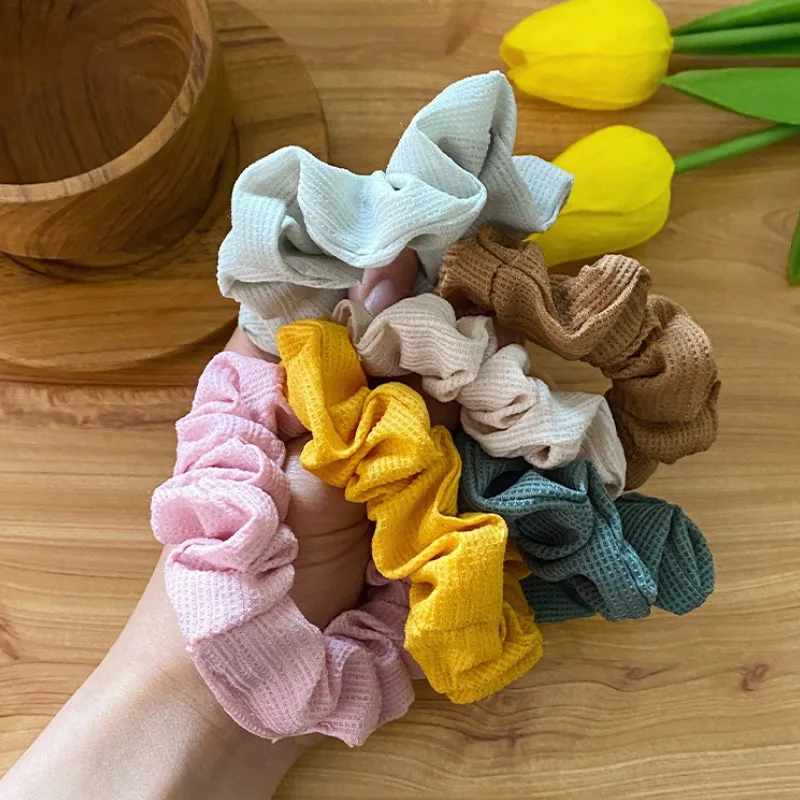 

INS Fashion Girls Hair Rope Solid Color Wrinkle Elastic Hair Scrunchie Ponytail Holder Korean Hair Ring Simple Hair Accessories