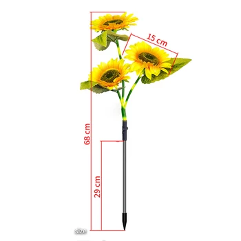 3 Heads Sunflower Landscape Lighting Waterproof LED Solar Path Yard Lights Automatic Control Festival Decoration for Home Garden 6