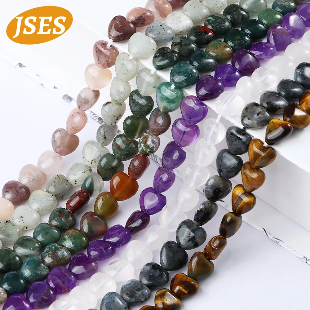 Натуральные 10 мм каменные бусины в форме сердца аметист кварц агат тигровый глаз