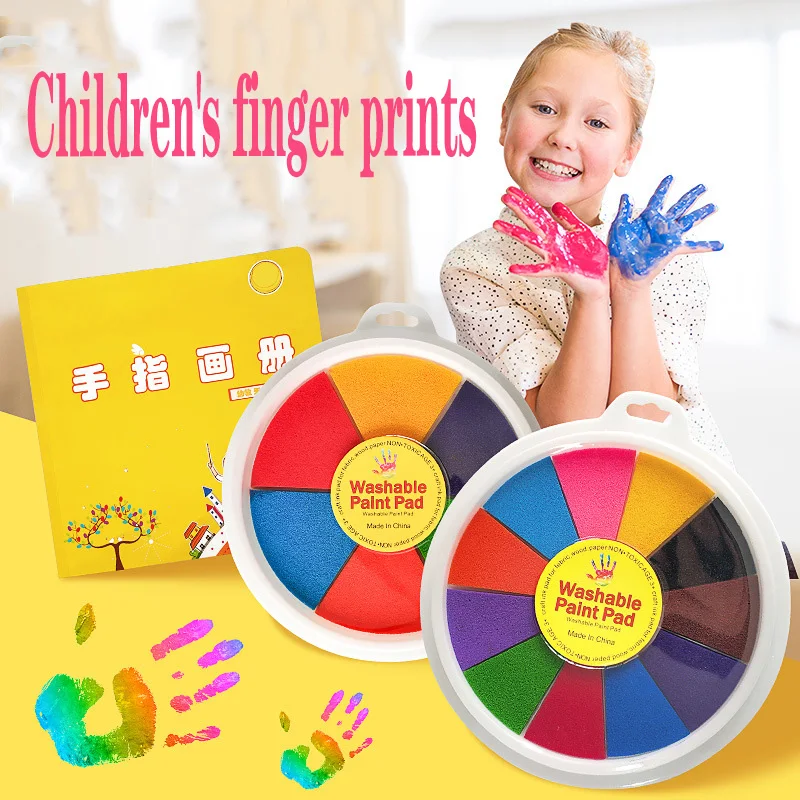 

Finger Painting Instruction Book Tutorial English Kids Fingerprint Mud Printing Table Round Color Finger Painting Can Be Was