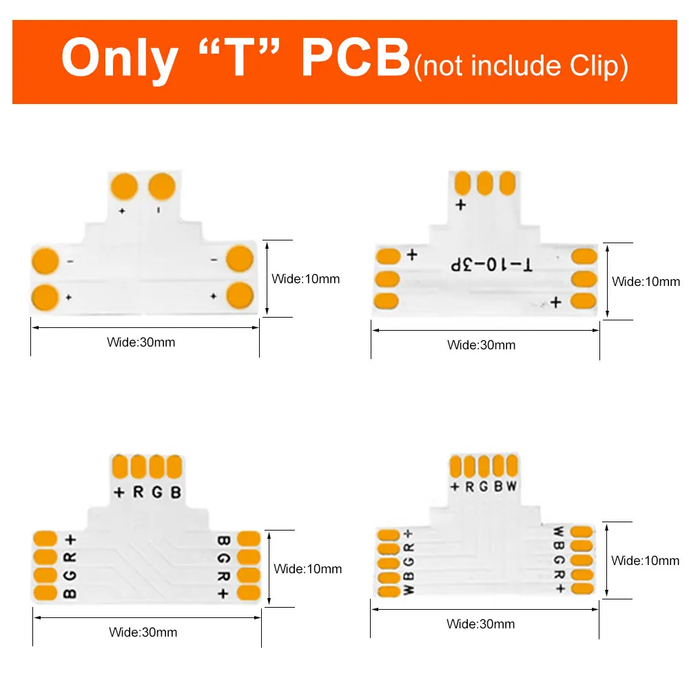 

Беспаечный разъем для светодиодной ленты, 2-контактный, 3-контактный, 4-контактный, 5-контактный, L T X, бесплатная пайка, подключение 10 мм WS2812B WS2811 SK6812 5050 RGB Light