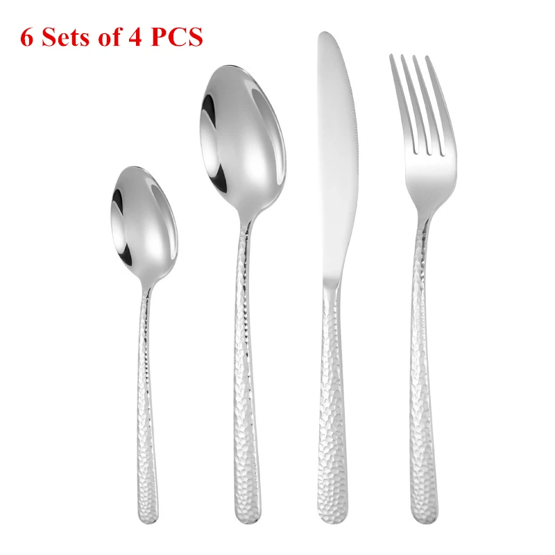 

Золотой набор столовых приборов из нержавеющей стали для 6 человек