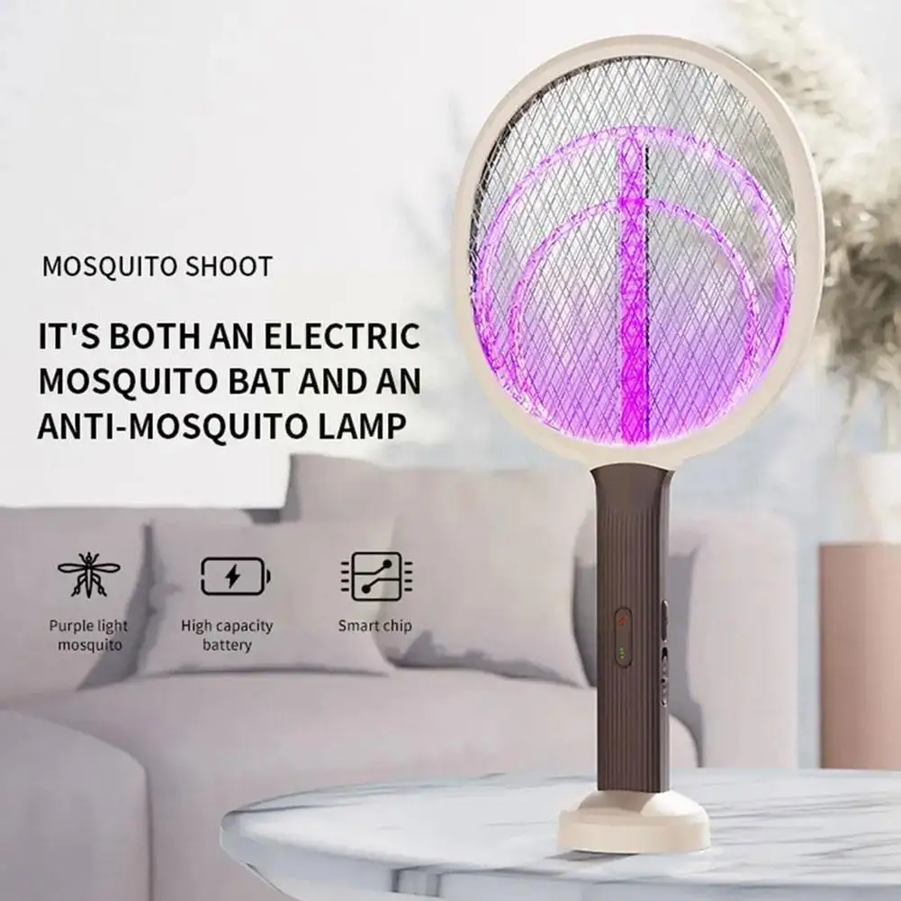 

Electric Mosquito Swatter Rechargeable Household Mosquito Insect Electric Repellent Racket Lamp Killing 2-in-1 Insect O5C6