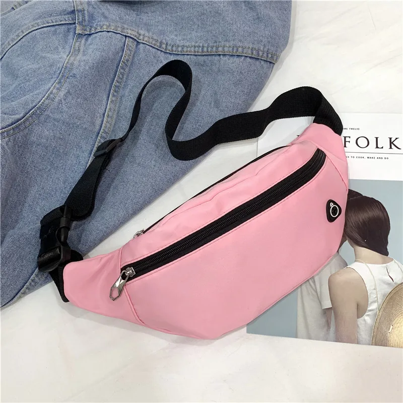 Nylon Men Waist Bag Fashion Crossbody Bag Solid Color Travel Phone Pouch Unisex Belt Purse Black Hip Waist Pack Male Chest Bags