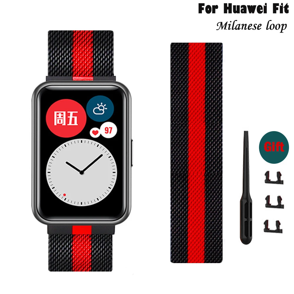 Fashion Stainless steel strap for Huawei Watch FIT Magnetic Ring Metal Bracelet correa Huawei Watch Fit 2 accessories