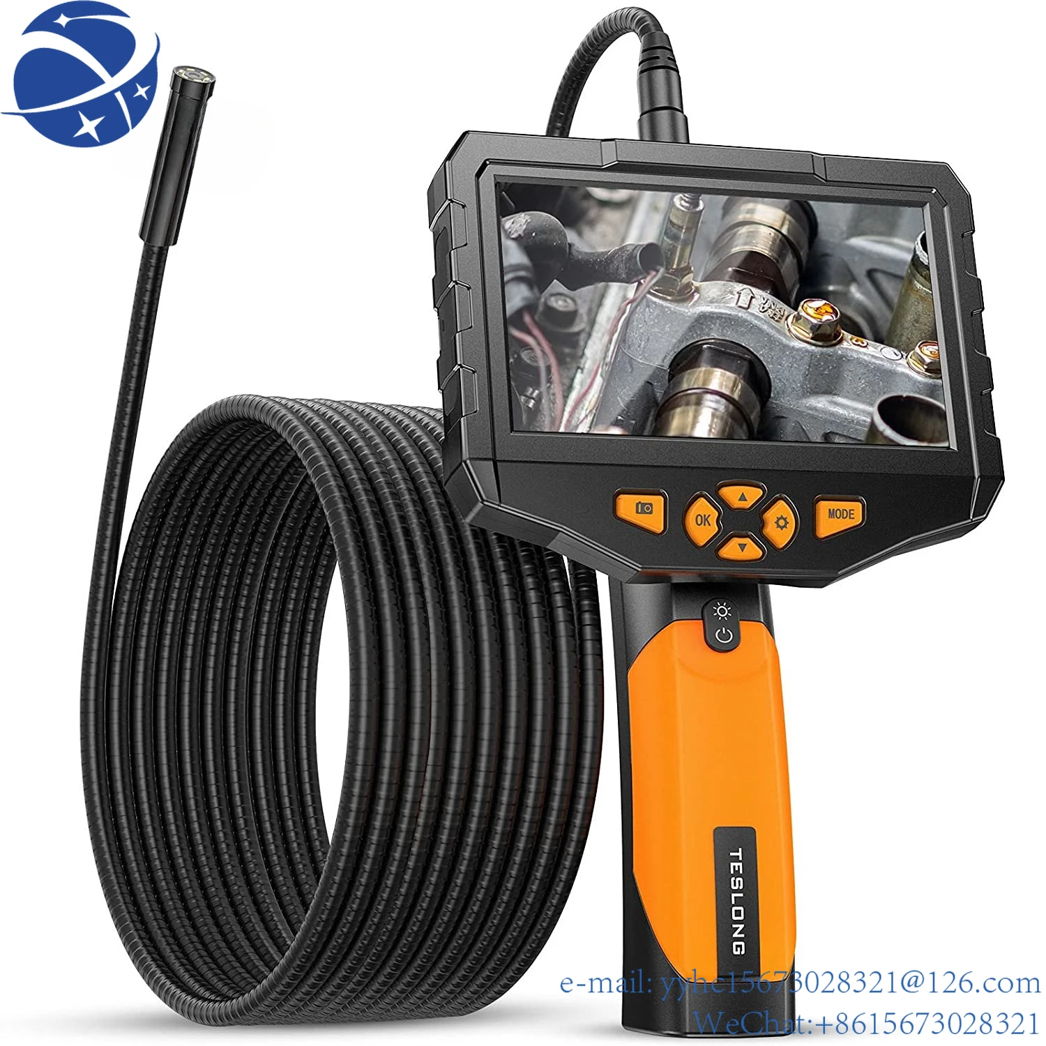 

YunYi Teslong 8MM Dual Lens Endoscope Camera IP67 Drain Sewer Industrial Borescope with 5Inch IPS Display Inspection Camera