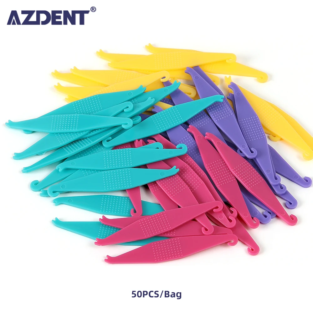 

AZDENT 50PCS/Pack Dental Orthodontic Elastic Rubber Band Placing Tool Placers Assorted Colors Dentistry Instrument