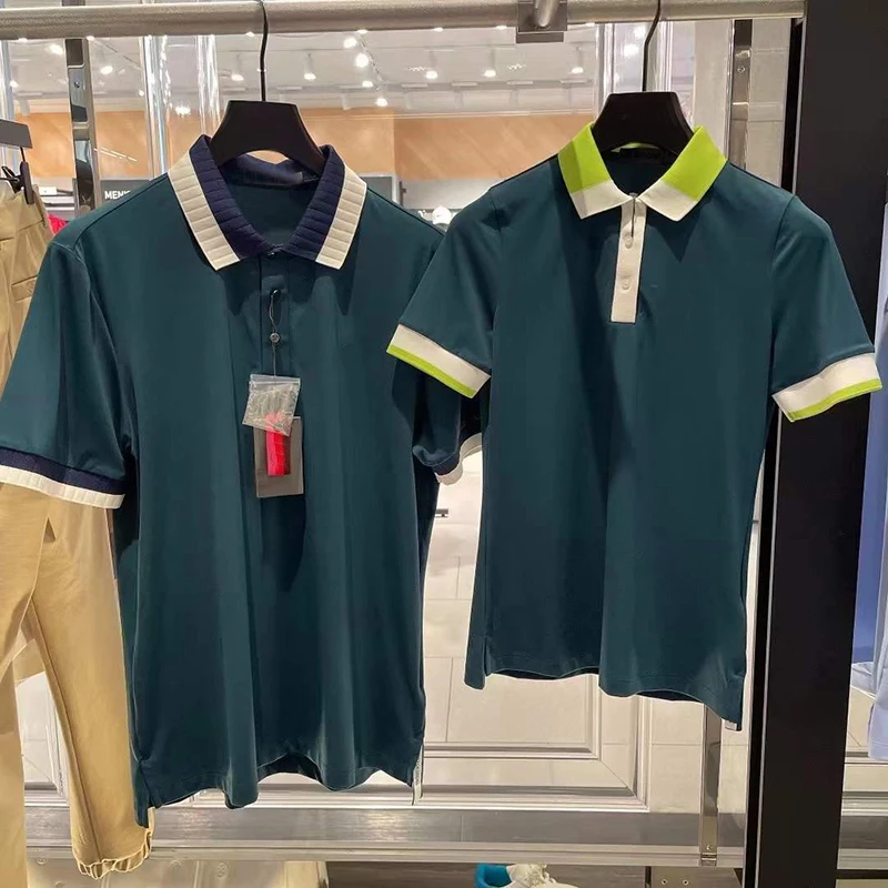 

2022 New Golf Clothing men's short-sleeved Polo shirt lapel simple color matching wild T-shirt GOLF sports breathable jersey