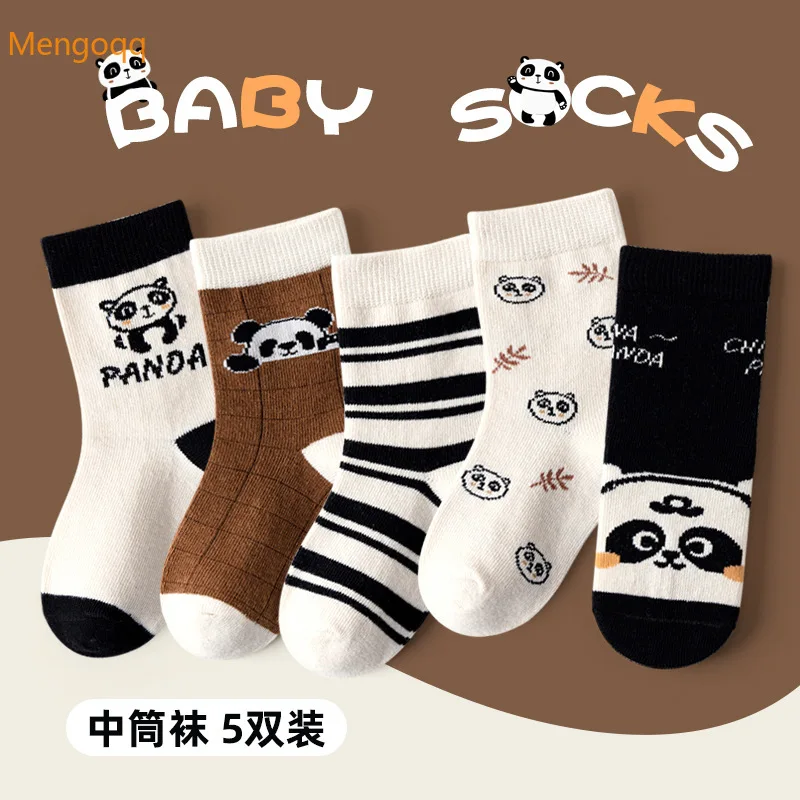 

Mengoqq Autumn New Children Boys Girls Cotton Mid-tube Cartoon Kids Baby Socks Wholesale Tide Stockings Set 5pcs 1-12Y