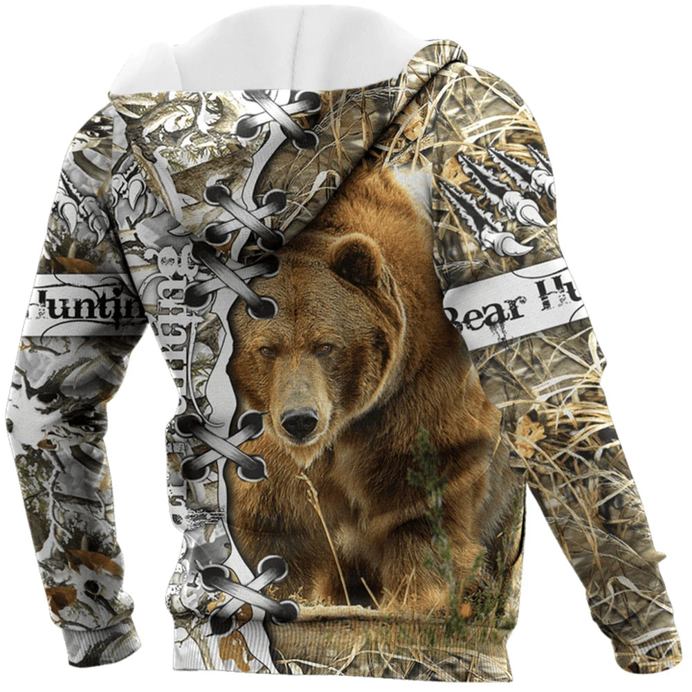 Охотничьи камуфляжные толстовки HX Bear модный жилет с 3D рисунком животных футболки
