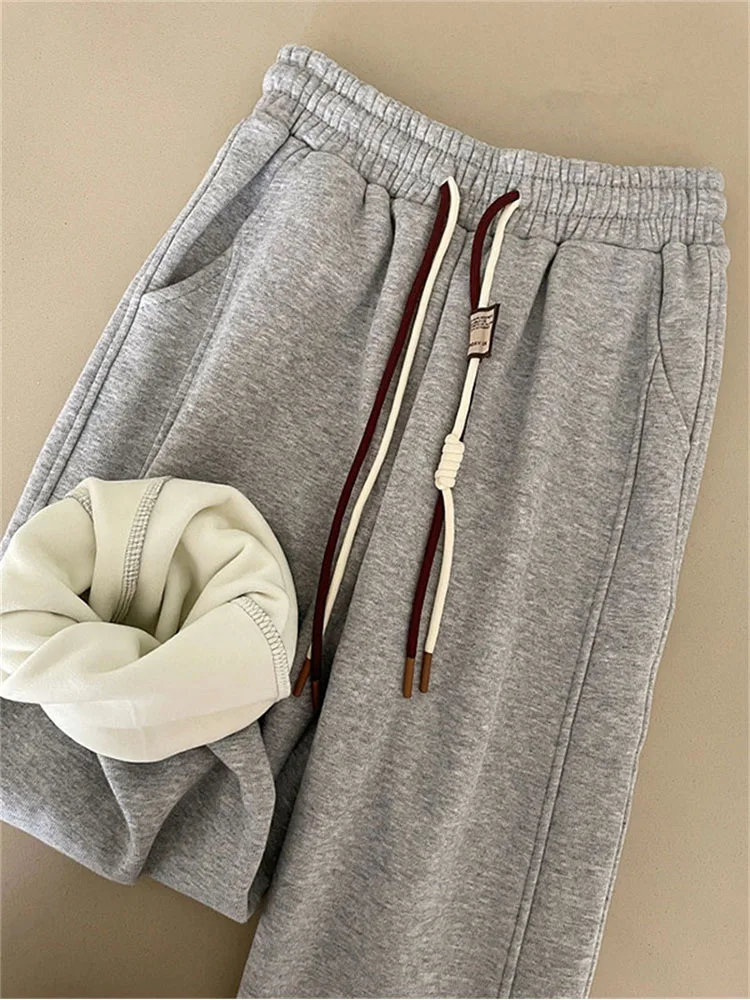 

Женские повседневные брюки на шнуровке, Свободные мешковатые джоггеры с высокой талией в Корейском стиле, светло-серые универсальные спорт...