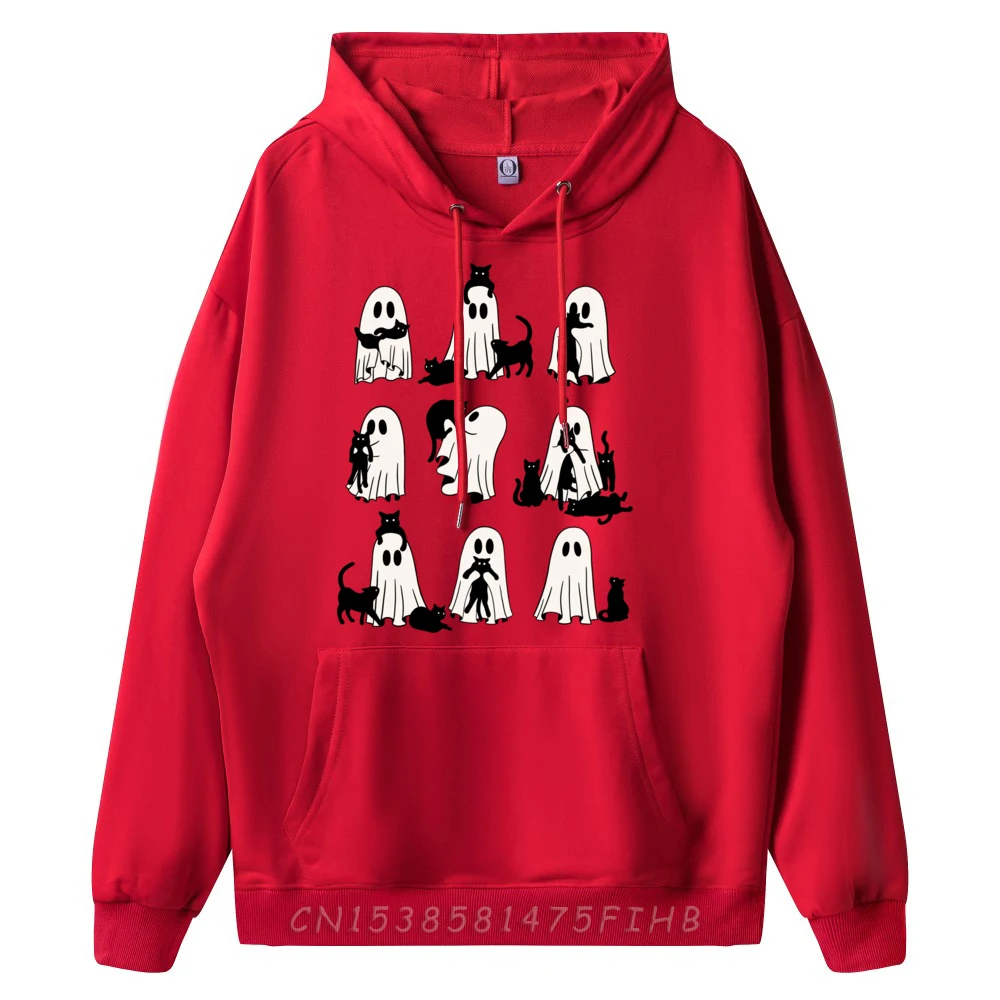 Хэллоуин кошка и призрак кошки призраки ретро Groovy винтажная толстовка мужская