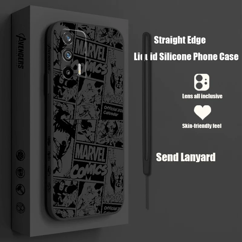 

Marvel Fashion Art Phone Case For OPPO Reno 9 8 7 SE 6 5 3 2 Z Pro Plus Lite Snapdragon Liquid Left Rope TPU Cover
