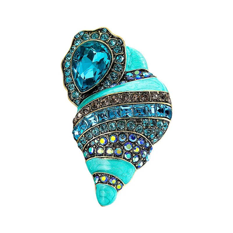 

Blue Rhinestone Conch Retro Brooch Delicate Pin Cardigan Corsage Clothing Accessories Brooches Buckle Pin Jewelry