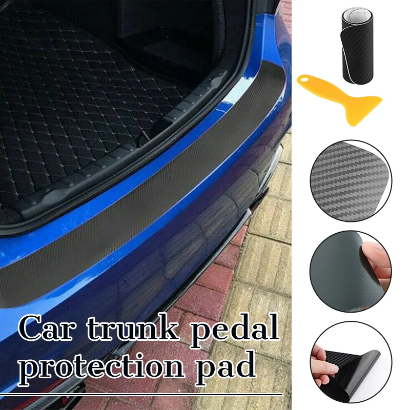 Car Door Threshold Carbon Fiber Sticker Anti-scratch Strip Anti-kick Film Protection Pad Trunk Pedal Decoration Universal