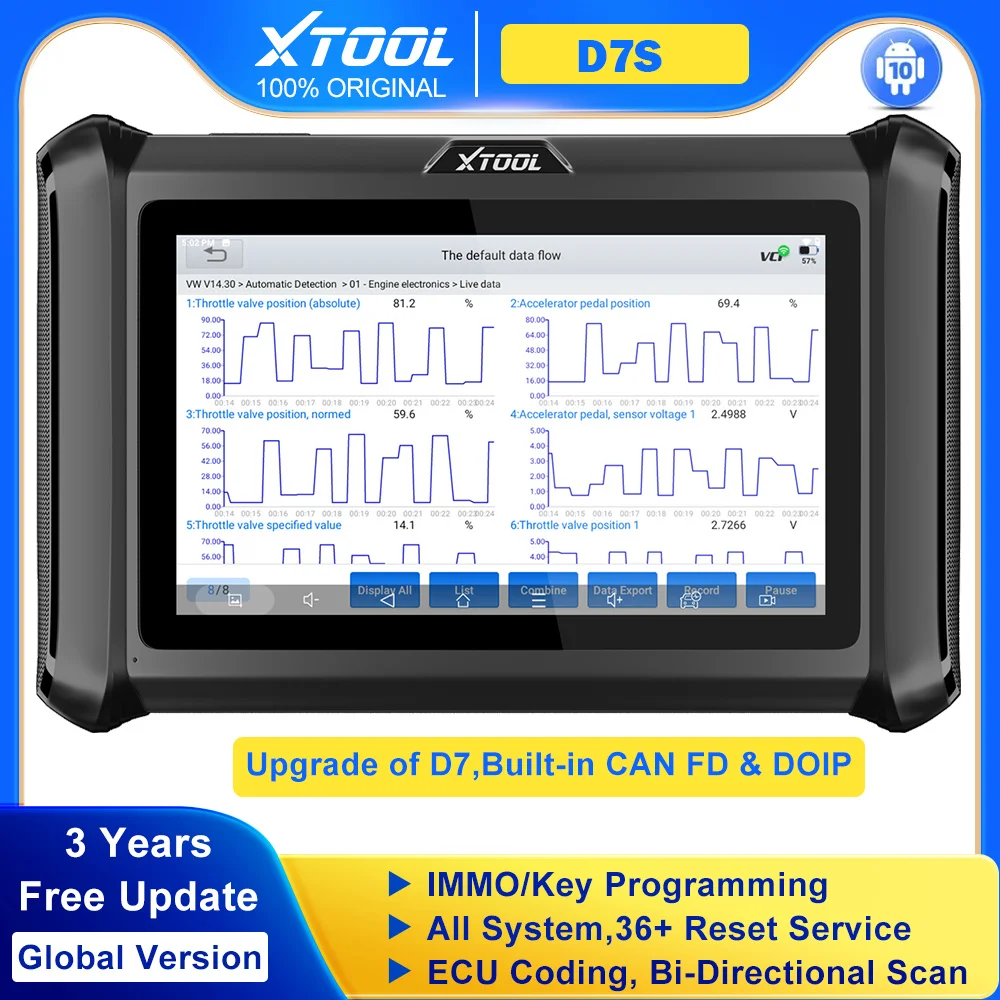 

2023 XTOOL D7S все системы диагностические инструменты авто ключевой программатор CANFD и DOIP с 36 + службой сброса может FD DOIP лучше, чем D7