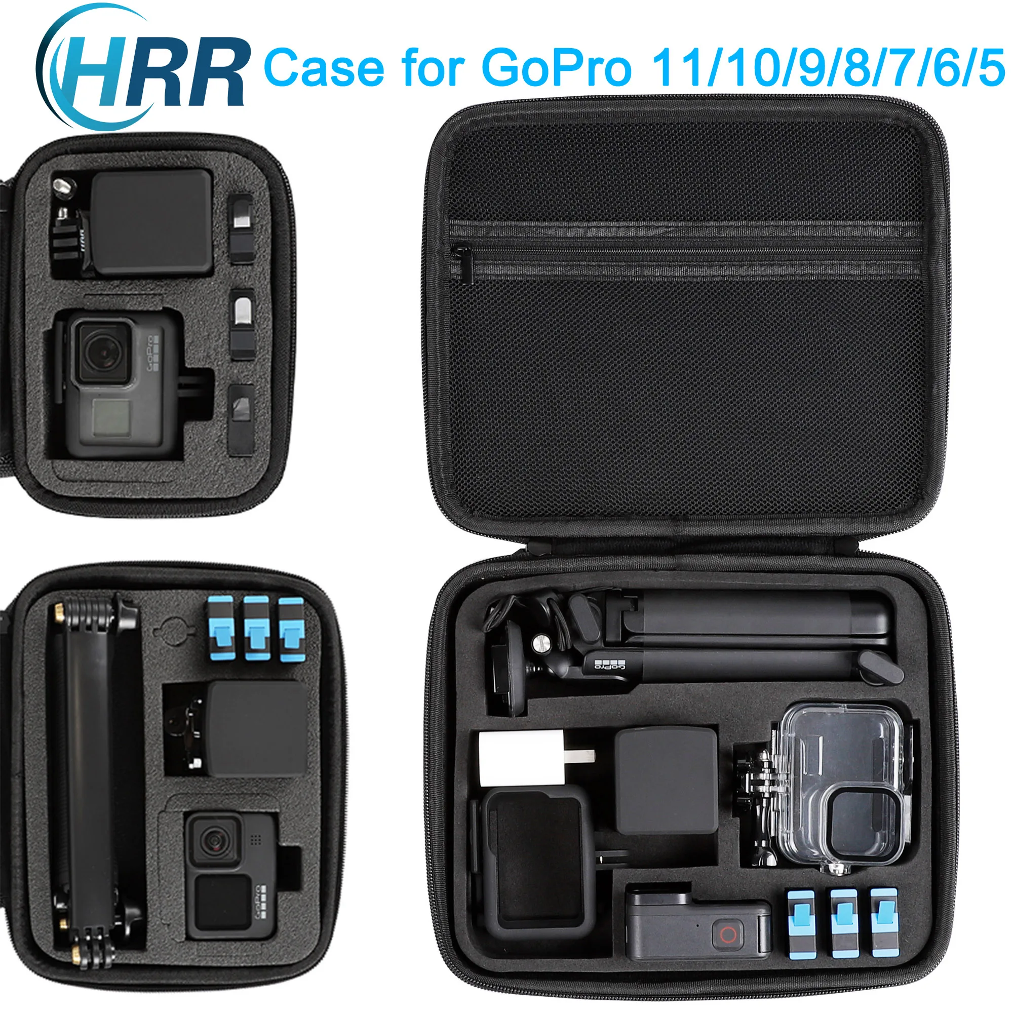 

Жесткий чехол для GoPro Hero 11/10/9/8/7/2018/6/5 Blcak/4 Серебристая Экшн-камера 3 Way Selfie Stick Аксессуары для переноски Чехол для хранения