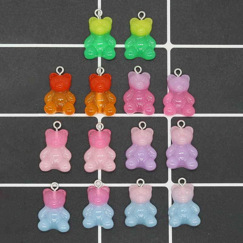 

Милые прозрачные двухцветные подвески в виде медведя из смолы, 20 шт./лот, подвески «сделай сам» в виде животных для сережек, браслетов, брело...