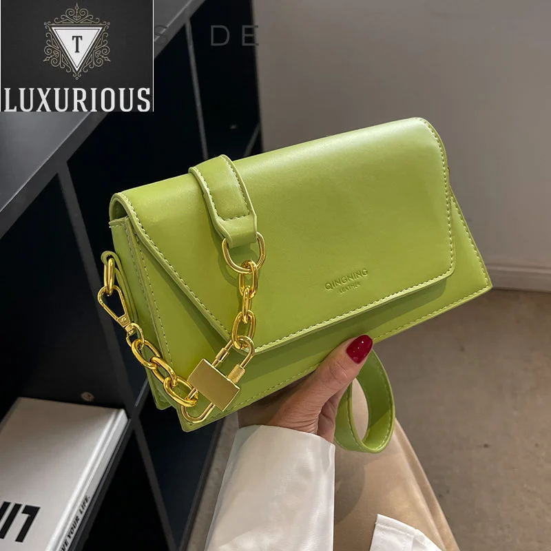 

Зеленые сумки через плечо с клапаном для женщин, весна 2023, дизайнерская модная трендовая Маленькая кожаная сумка через плечо, сумки и кошельки