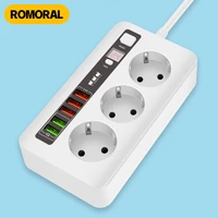 eu plug power strip 3 ac 5usb port multiprise 2500w timer smart home power strip 2m extension cord electrical socket with switch