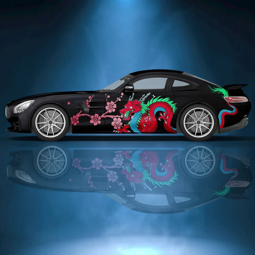 Самоклеящаяся виниловая наклейка с изображением дракона цветов животных