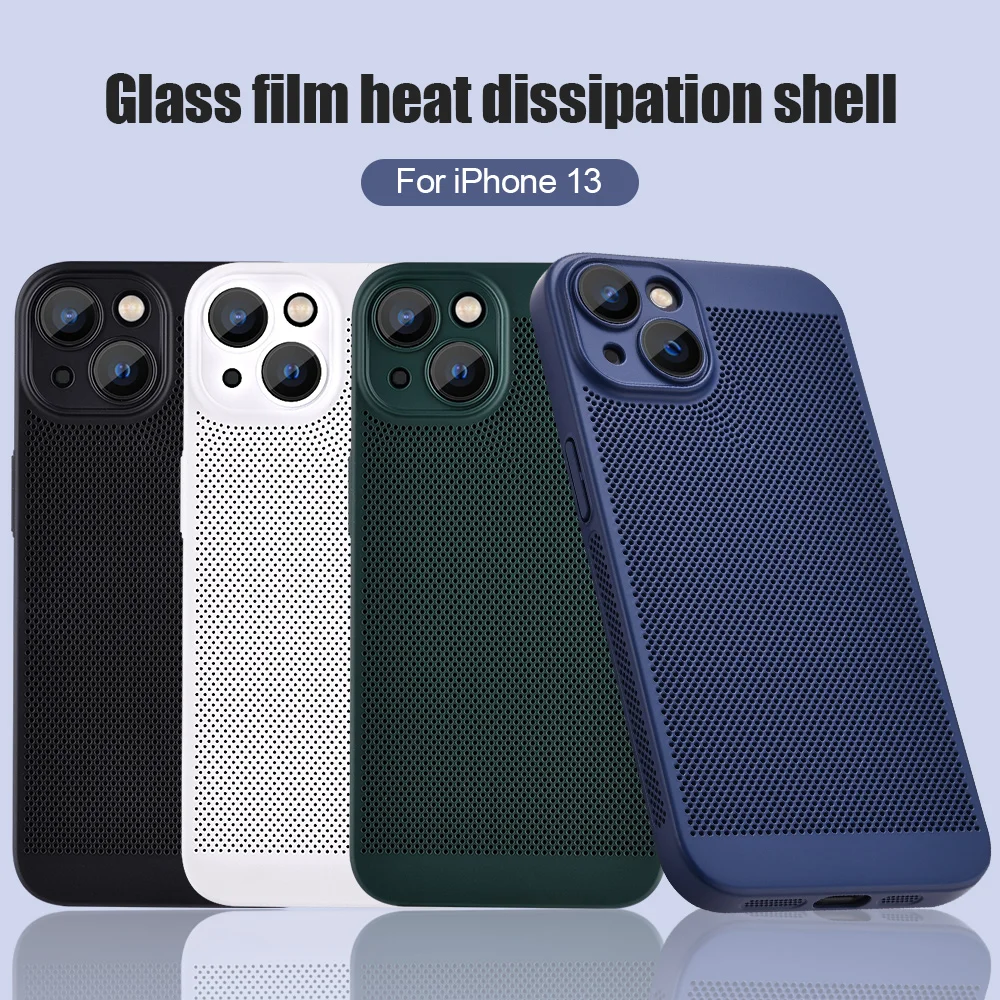 

Cooling Phone Case For Iphone 11 12 13 14 Pro Max SE 2020 XS Max XR X 8 7 Plus Heat Dissipation Cover With Camera Lens Protector