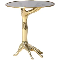 light luxury brass palm hand shaped sofa side small round table personality creative side a few corners