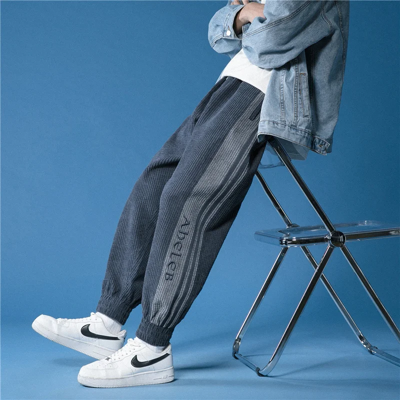 

2021 New Corduroy Pants Streetwear Joggers Spring Fashion Ankle-Length Harem Hip Hop Casual Trousers FashionsBaggy Pants Mens
