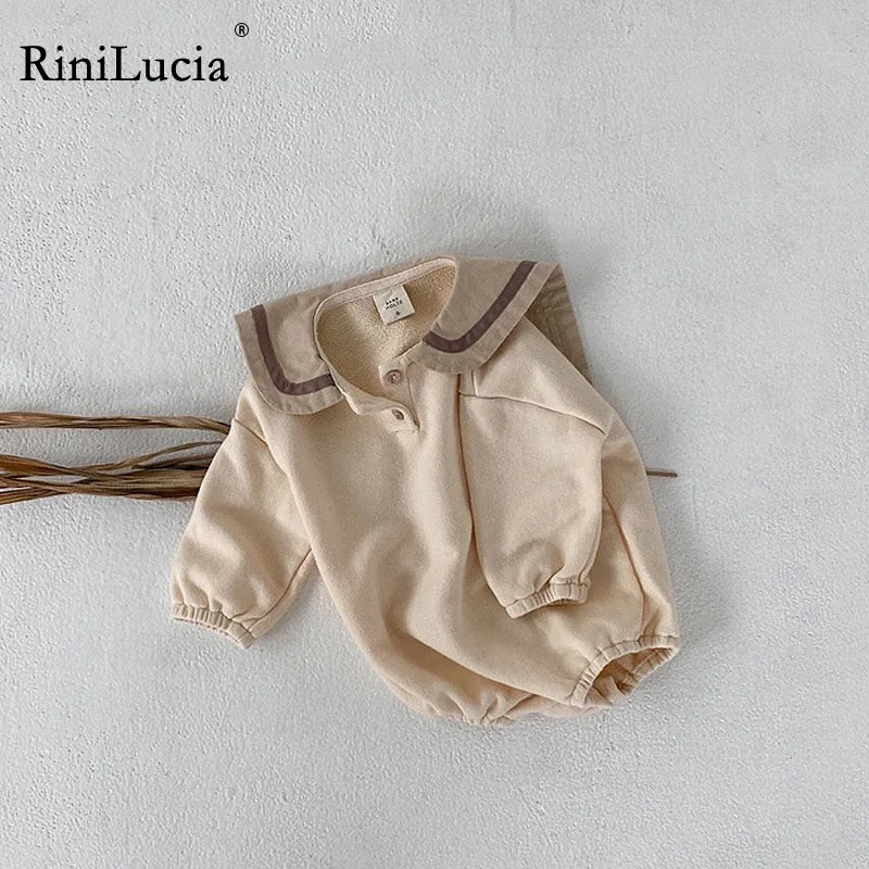 RiniLucia Fashion Baby Girls Romper Cotton Long Sleeve Ruffles Baby Rompers Infant Playsuit Jumpsuits Cute Newborn Clothes