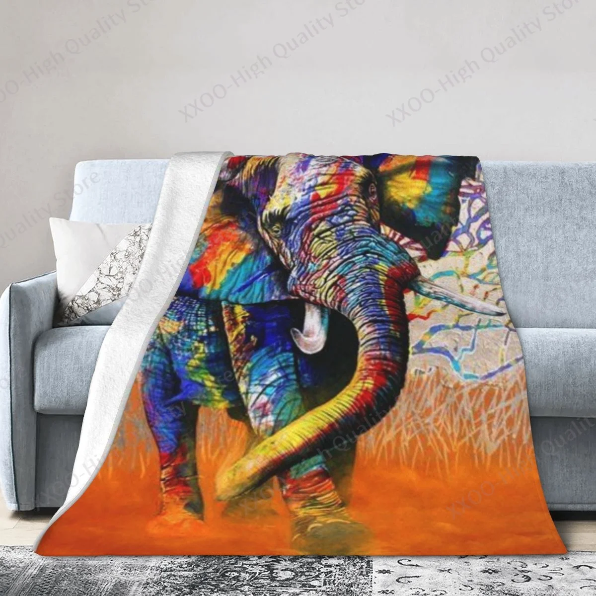 

Elephant Art-Sherpa Blanket-3d Printed Fleece Blanket Sofa Bed Blanket Super Soft Warm Blanket Luxury Blanket Flannel-Gift