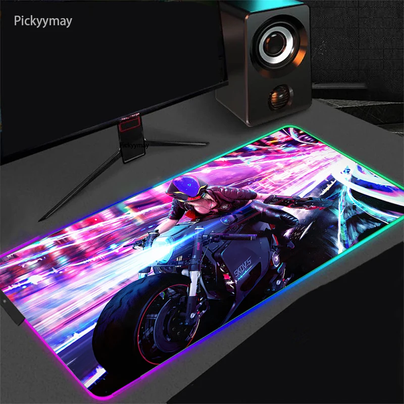 Игровой коврик для мыши Cyberpunk RGB геймерские подставки большой игровой Настольный