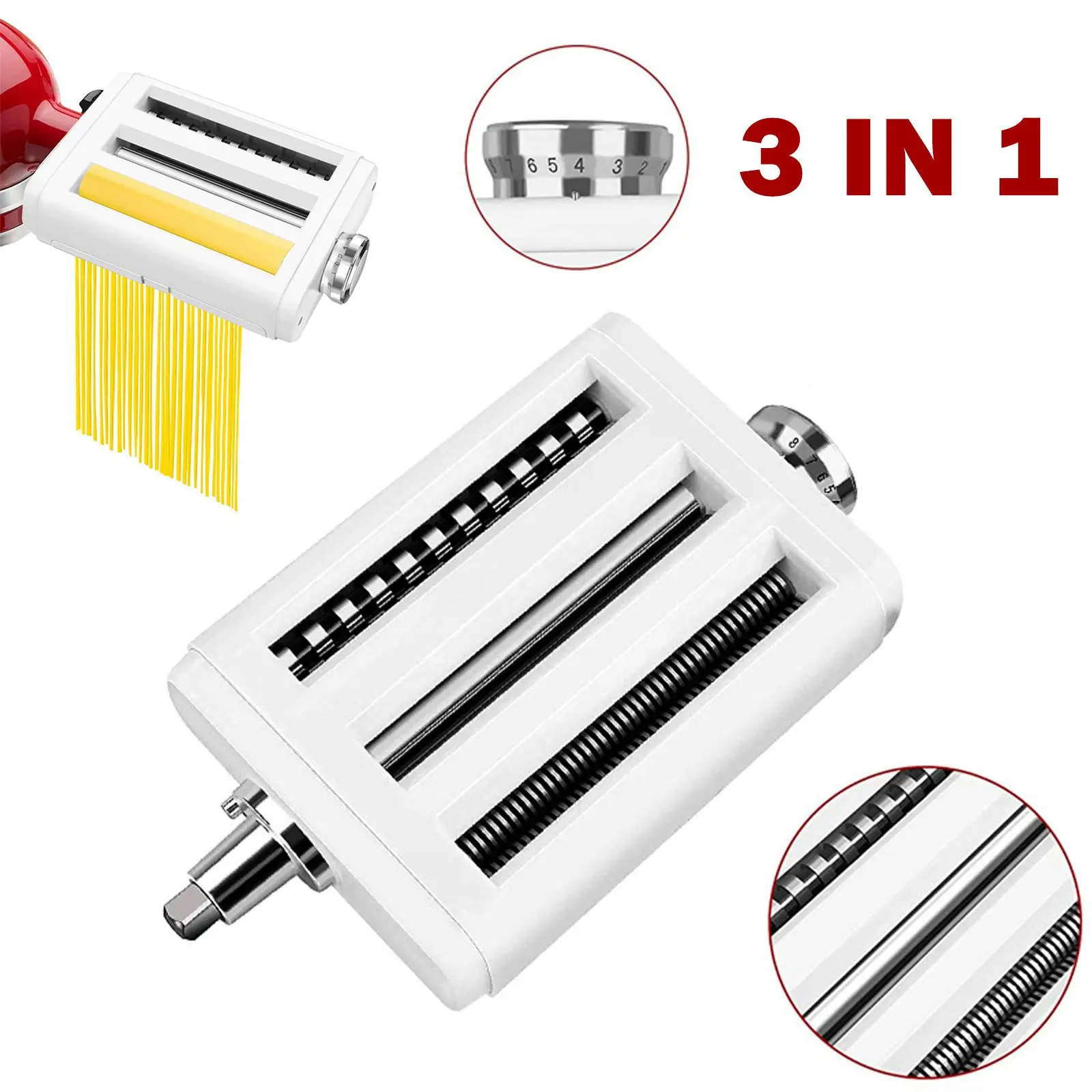 

3 in 1 Noodle Makers Parts For Kitchenaid Fettucine Cutter Roller Attachment For Stand Mixers Kitchen Aid Pasta Food Processors